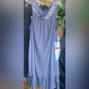 SL Fashions Chiffon Embellished Mini Dress NWT